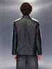 Men’s moto-style jacket with contrast stripes | Black