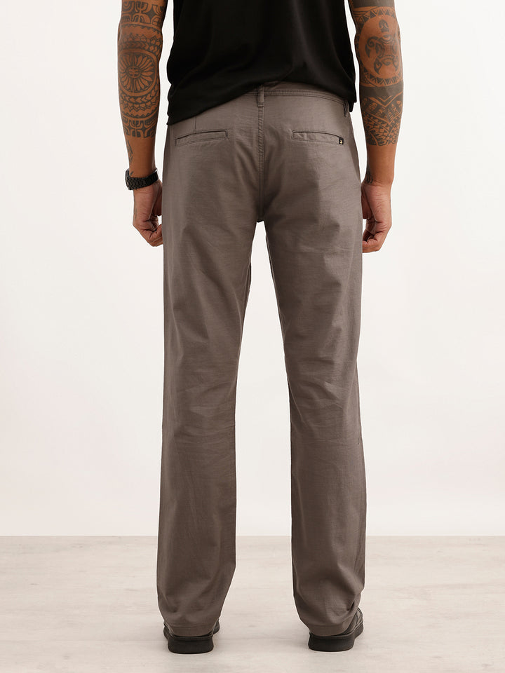 Solid Straight Fit Trouser | Grey