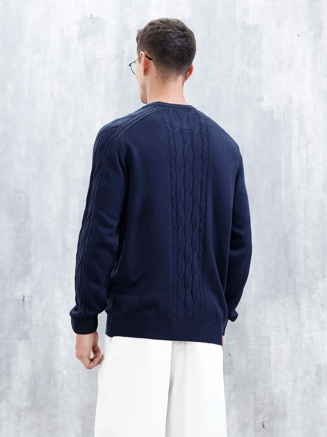 Men's Casual Cabel Knit Sweater  | Black