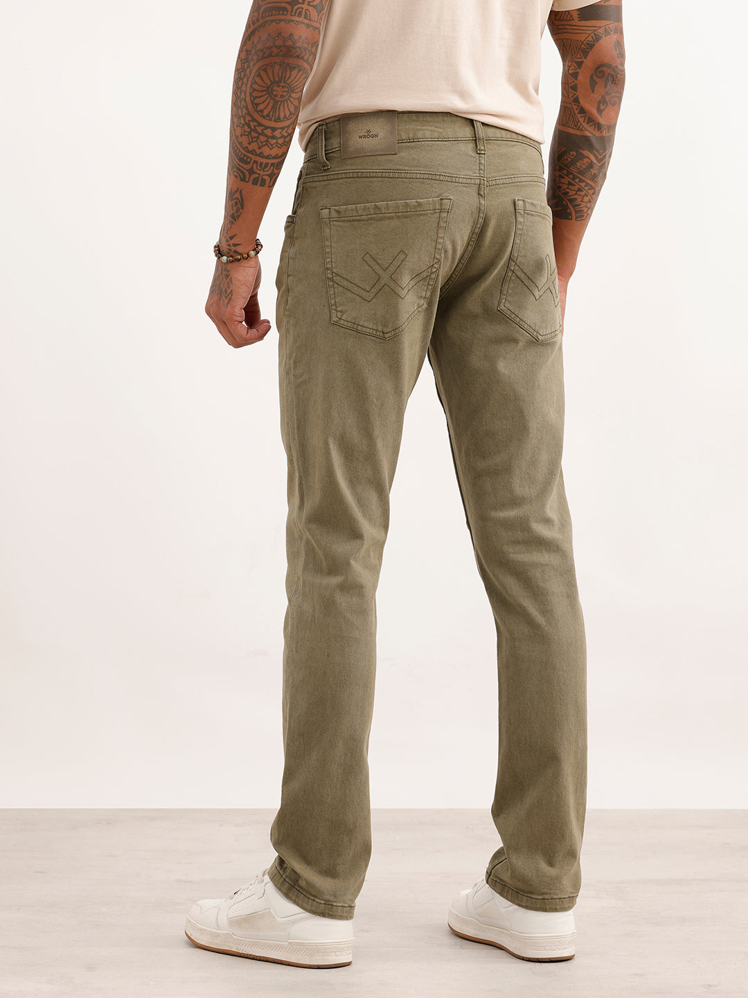 Solid Slim Fit Denim Jeans | Olive