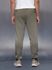 Men's casual slim fit jogger with typographic print design | Olive