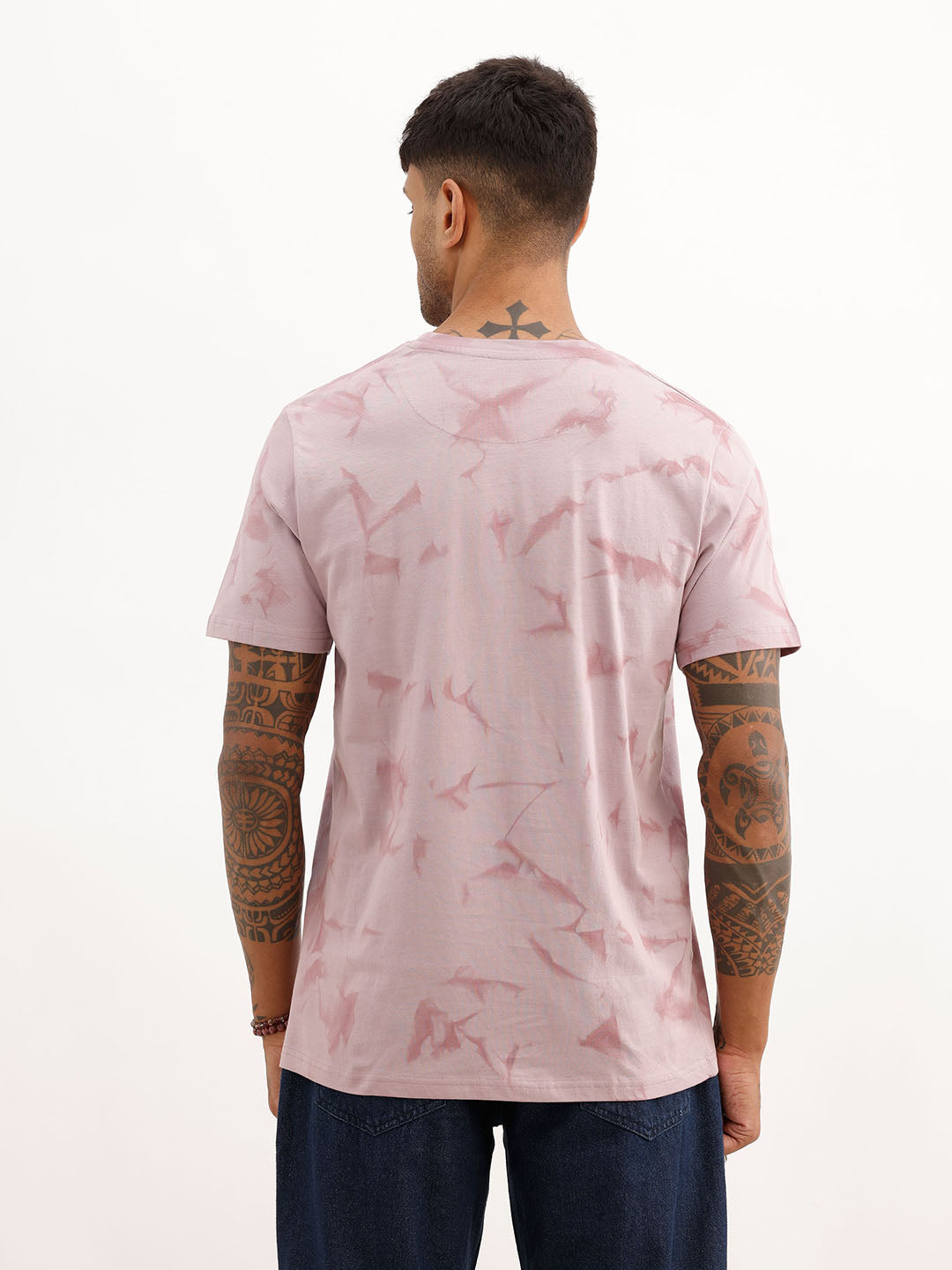 Slim Fit Placement Puffer Printed T-Shirt | Pink