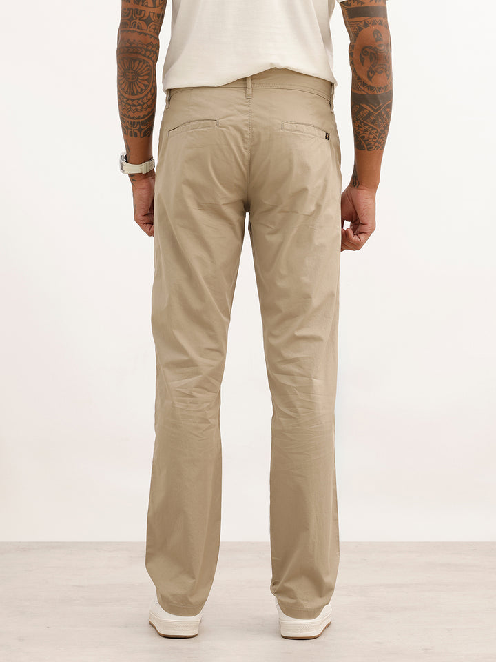 Solid Straight Fit Trouser | Beige