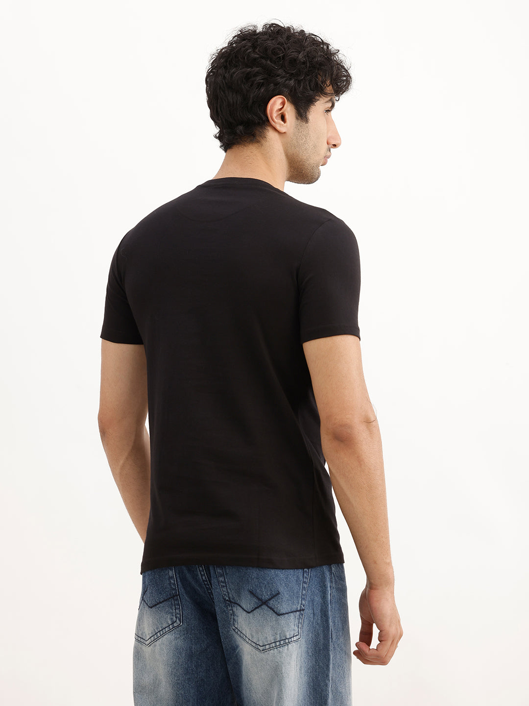 Slim Fit Placement Printed T-Shirt | Black
