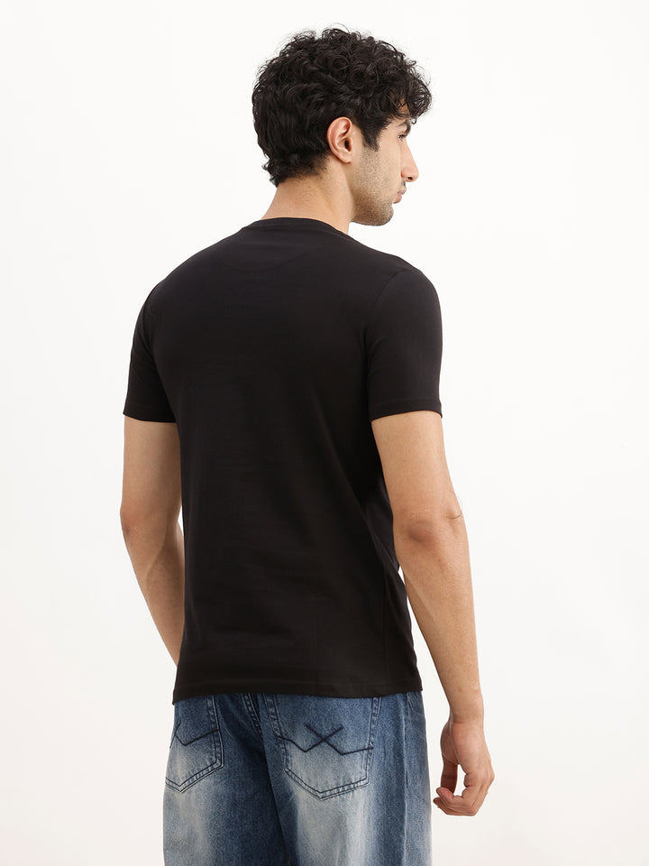 Slim Fit Placement Printed T-Shirt | Black