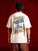 Oversized Black Cotton T-shirt with Graphic Accent | Beige