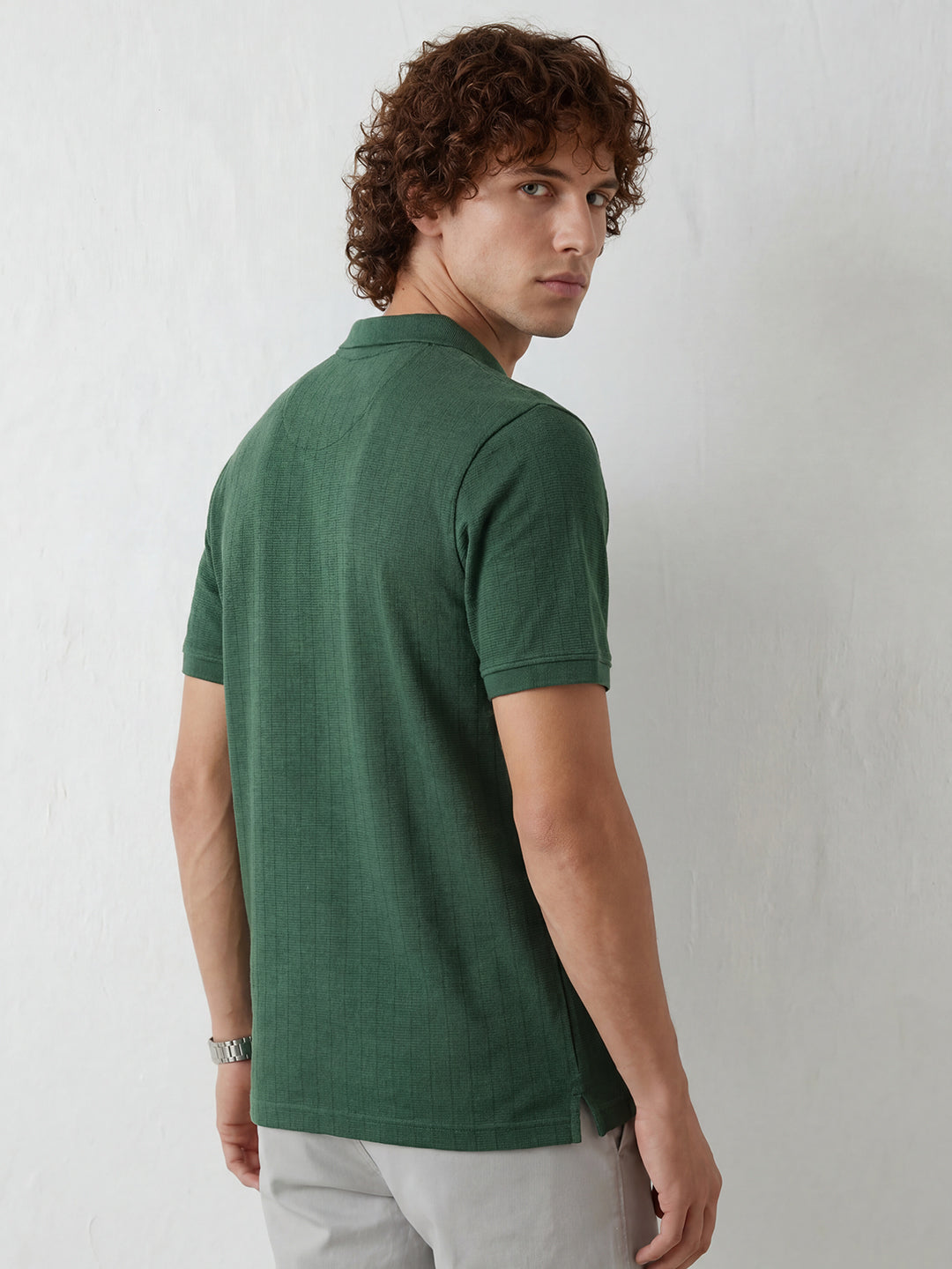 Textured Slim Fit Polo T-Shirt | Teal