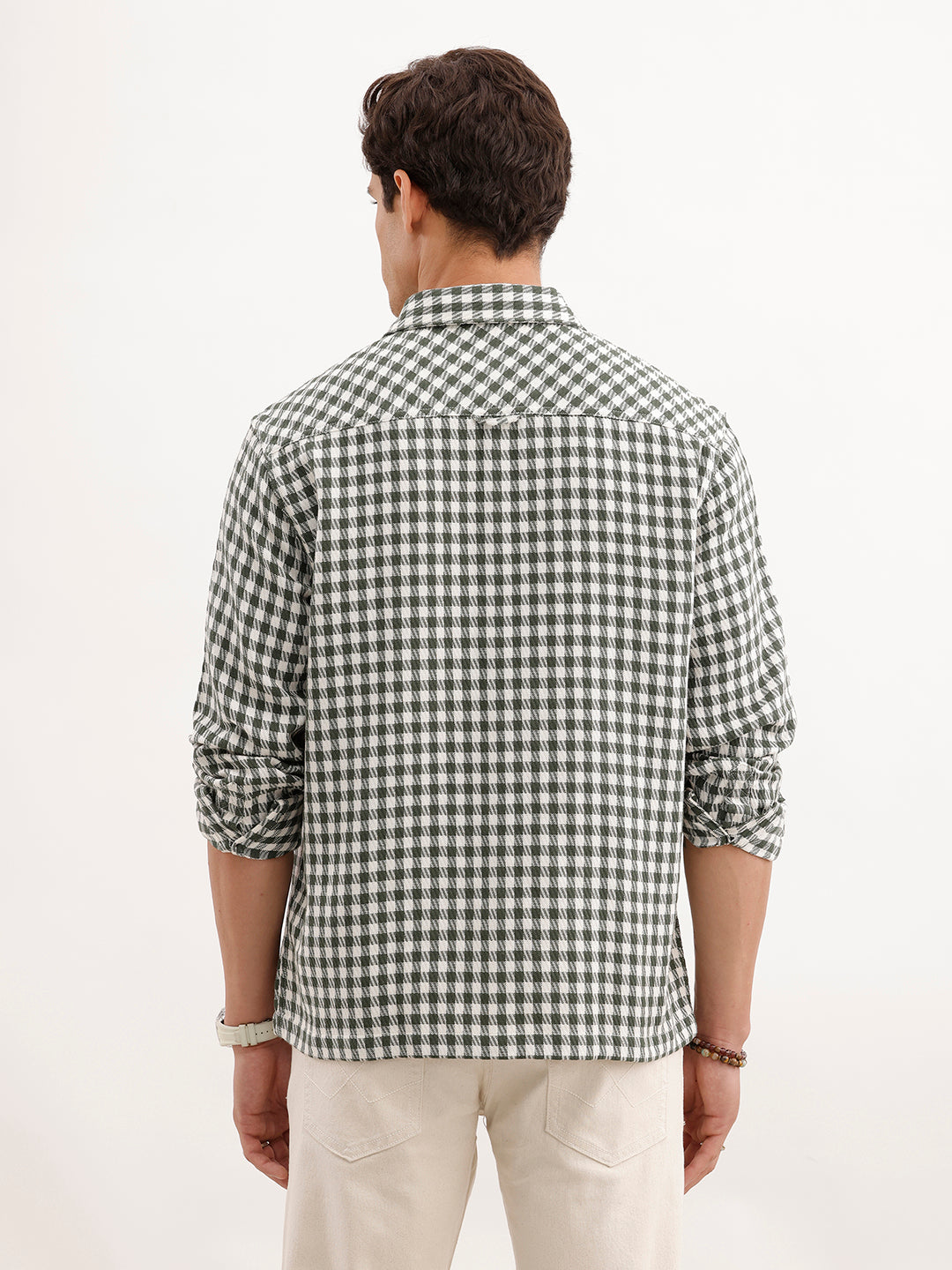 Comfort Fit Checkered Double Pocket Shirt  | Olive
