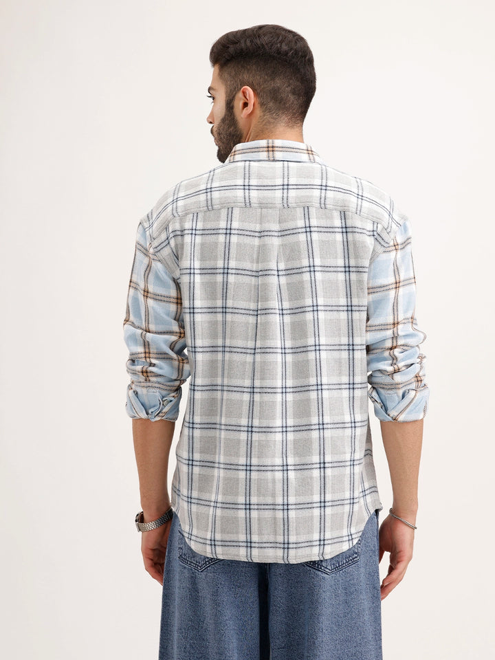 Textured Oversized Double Pocket Shirt | Light Blue