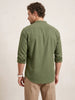 Solid Slim Fit Mandrin Collar Shirt | Olive