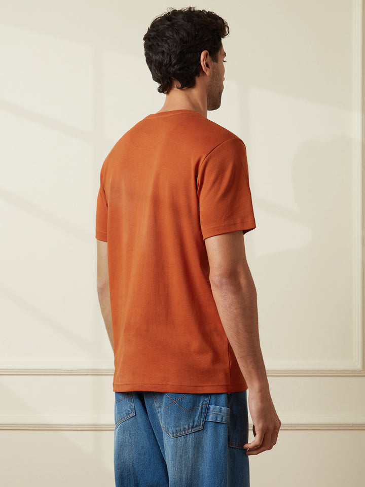 Embroidered Slim Fit T-Shirt | Rust