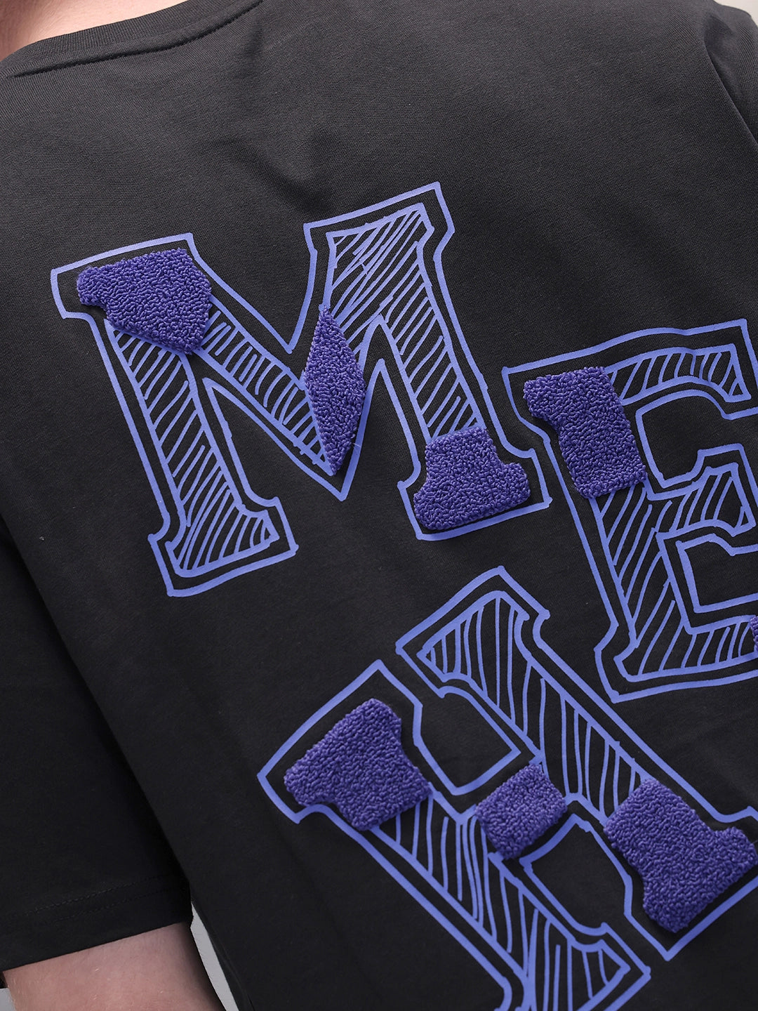Printed Patchwork Oversized T-Shirt | Black