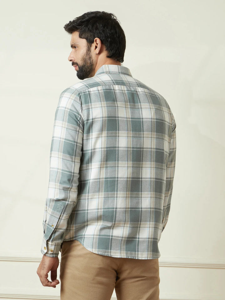 Tonal Checked Slim Fit Shirt | Green
