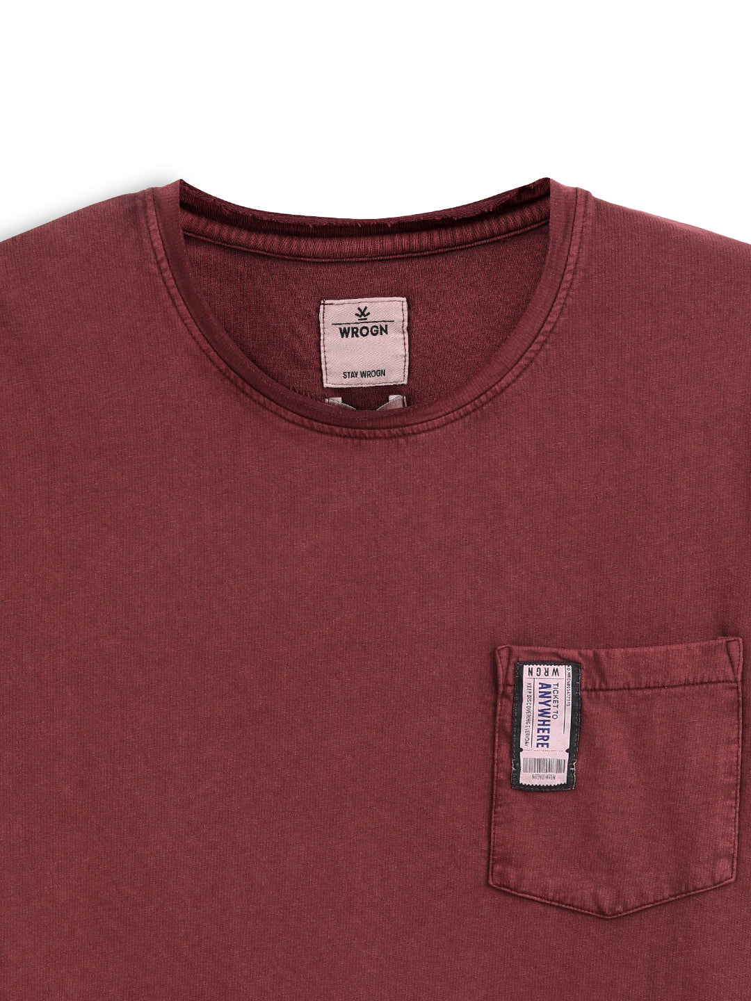 Raw Edged Maroon Slim Fit T-Shirt