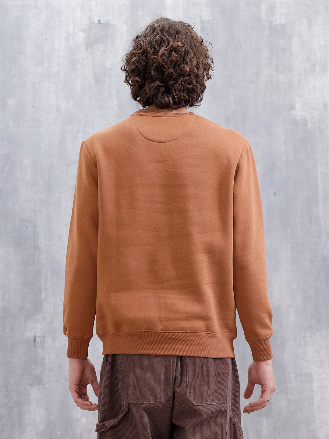 Paisley Puff Print Brushed Fleece Slim Fit Sweatshirt | Rust