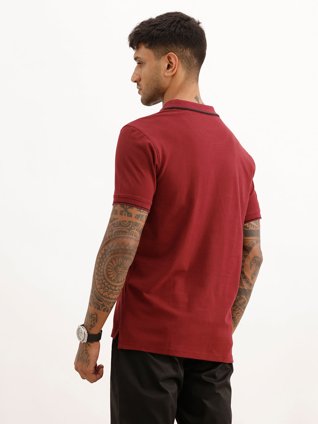 Placement Printed Polo T-Shirt | Maroon | WWTS238F
