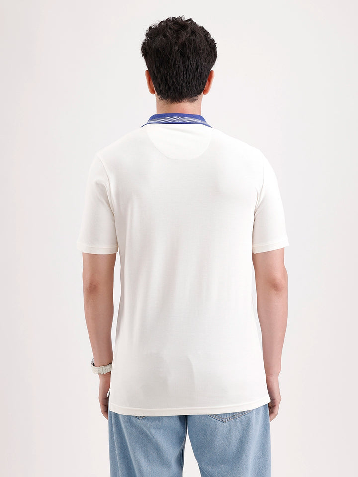 Jacquard Collar Polo T-Shirt  | Off White