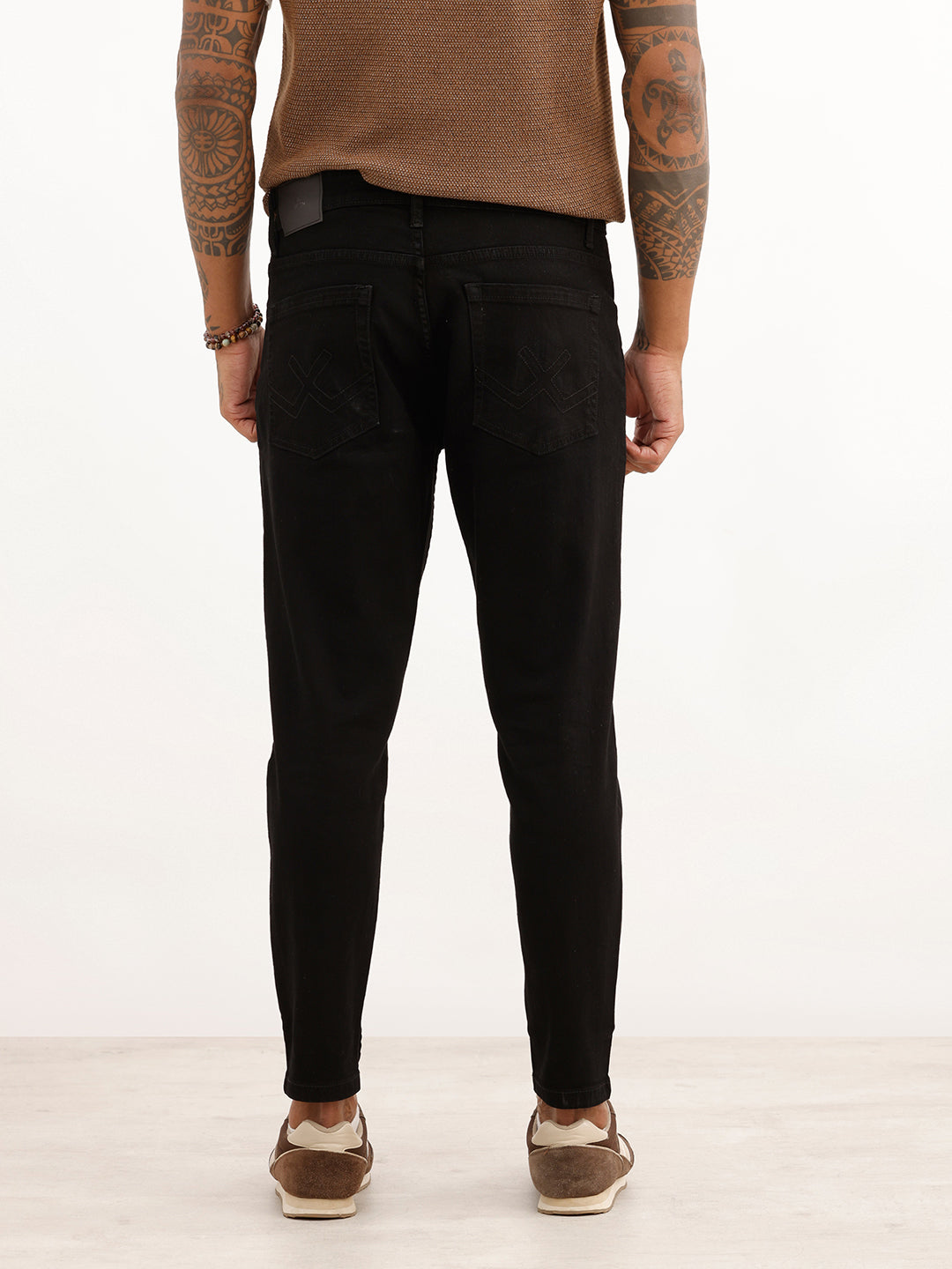 Solid Skinny Crop Fit Denim Jeans | Black