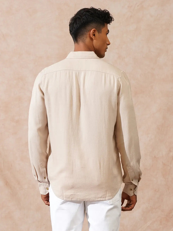 Viscose Linen Slim Fit Shirt | Beige
