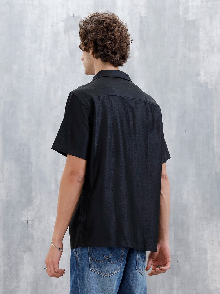 Men's Textured Casual Shirt | Black