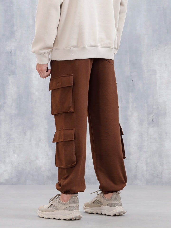 Men's Casual Utility Pockets Relaxed Fit Knit Jogger | Brown