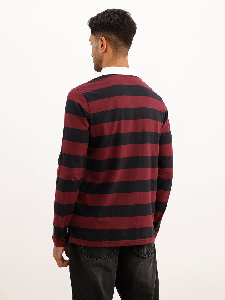 Regular Fit Full Sleeve Polo T-Shirt | Maroon