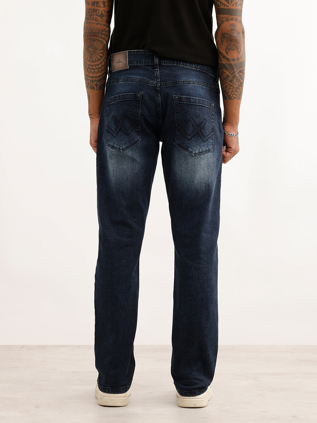 Faded Straight Fit Denim Jeans | Blue