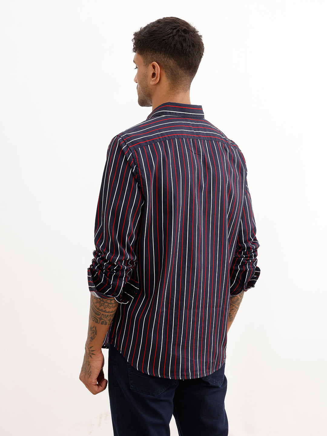 Regular Fit Striped Shirt | Navy Blue