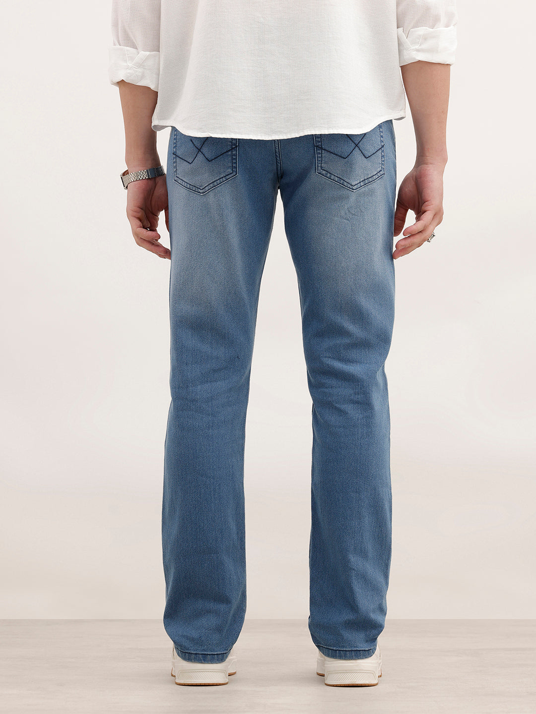 Classic Slim Fit Faded Denim Jeans | Light Blue