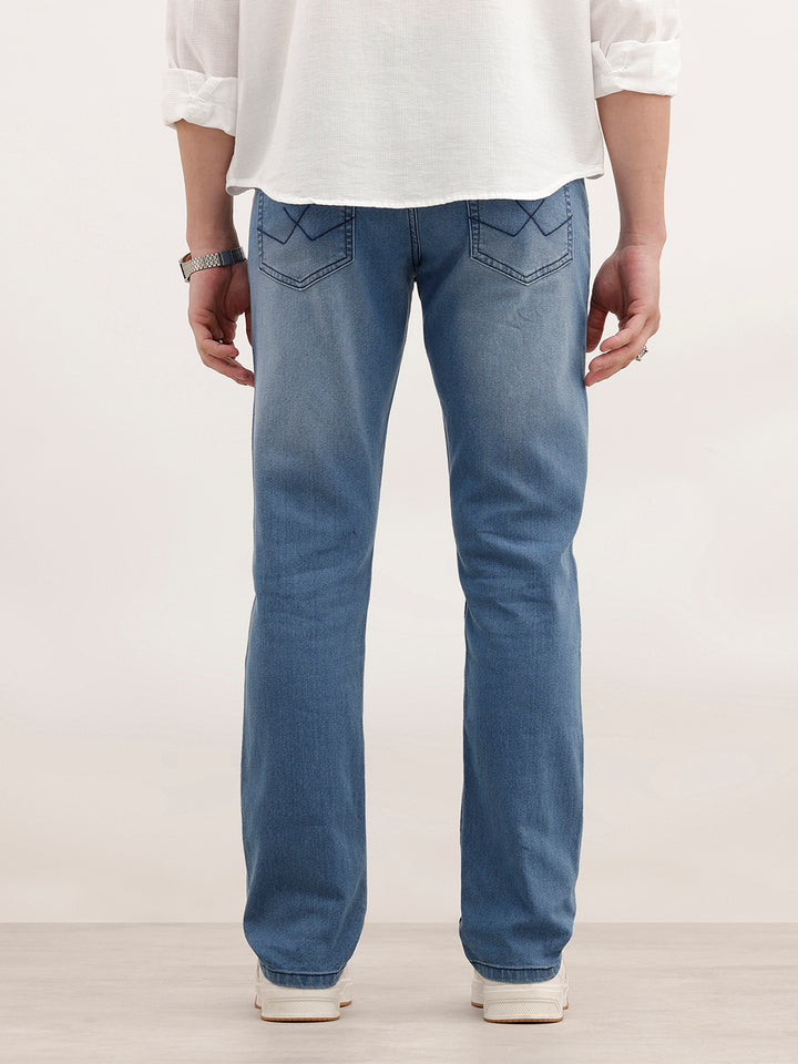 Classic Slim Fit Faded Denim Jeans | Light Blue
