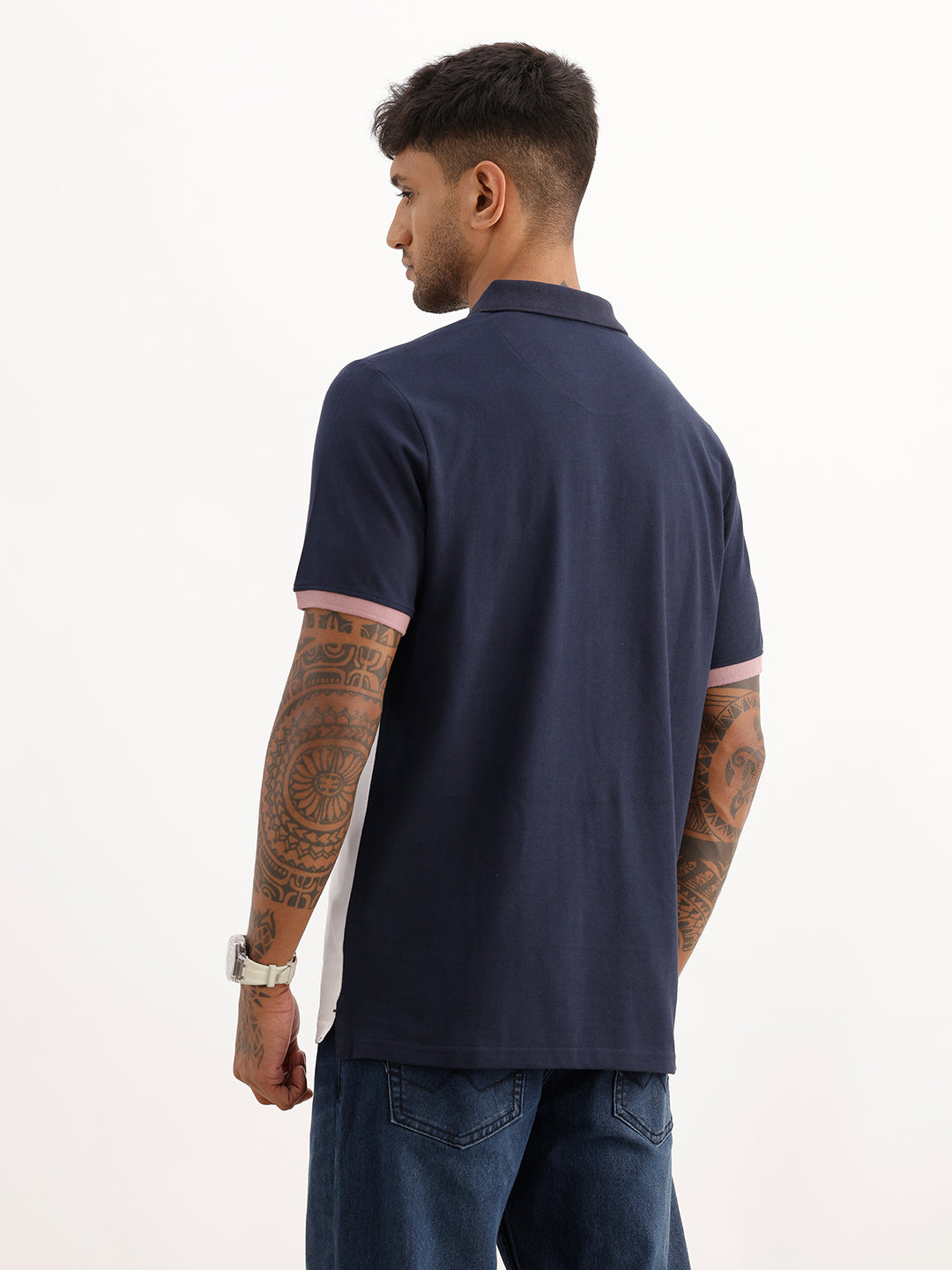 Classic Slim Fit Cut & Sew Polo T-Shirt | Navy Blue