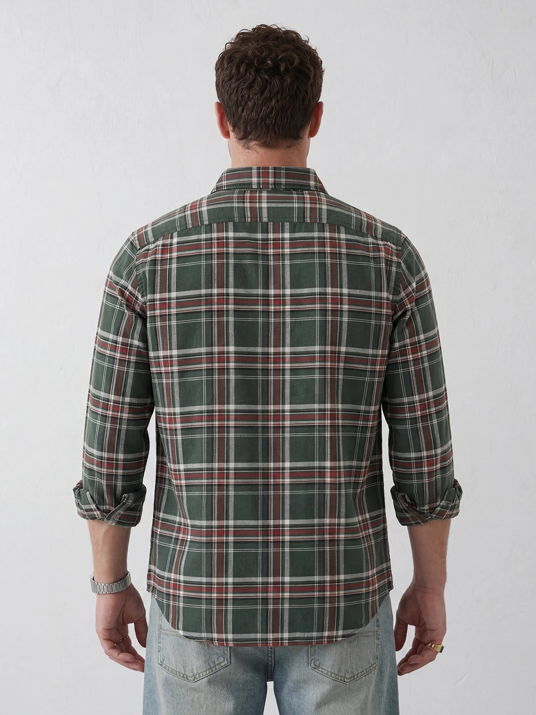 Slim Fit Checkered Shirt | Green