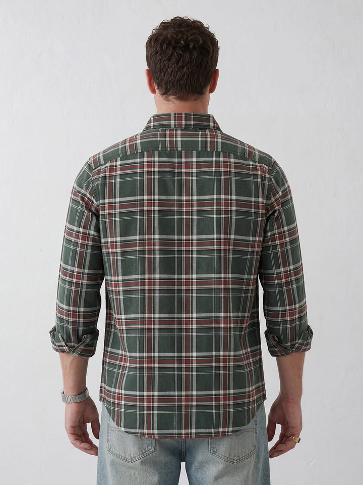 Slim Fit Checkered Shirt | Green