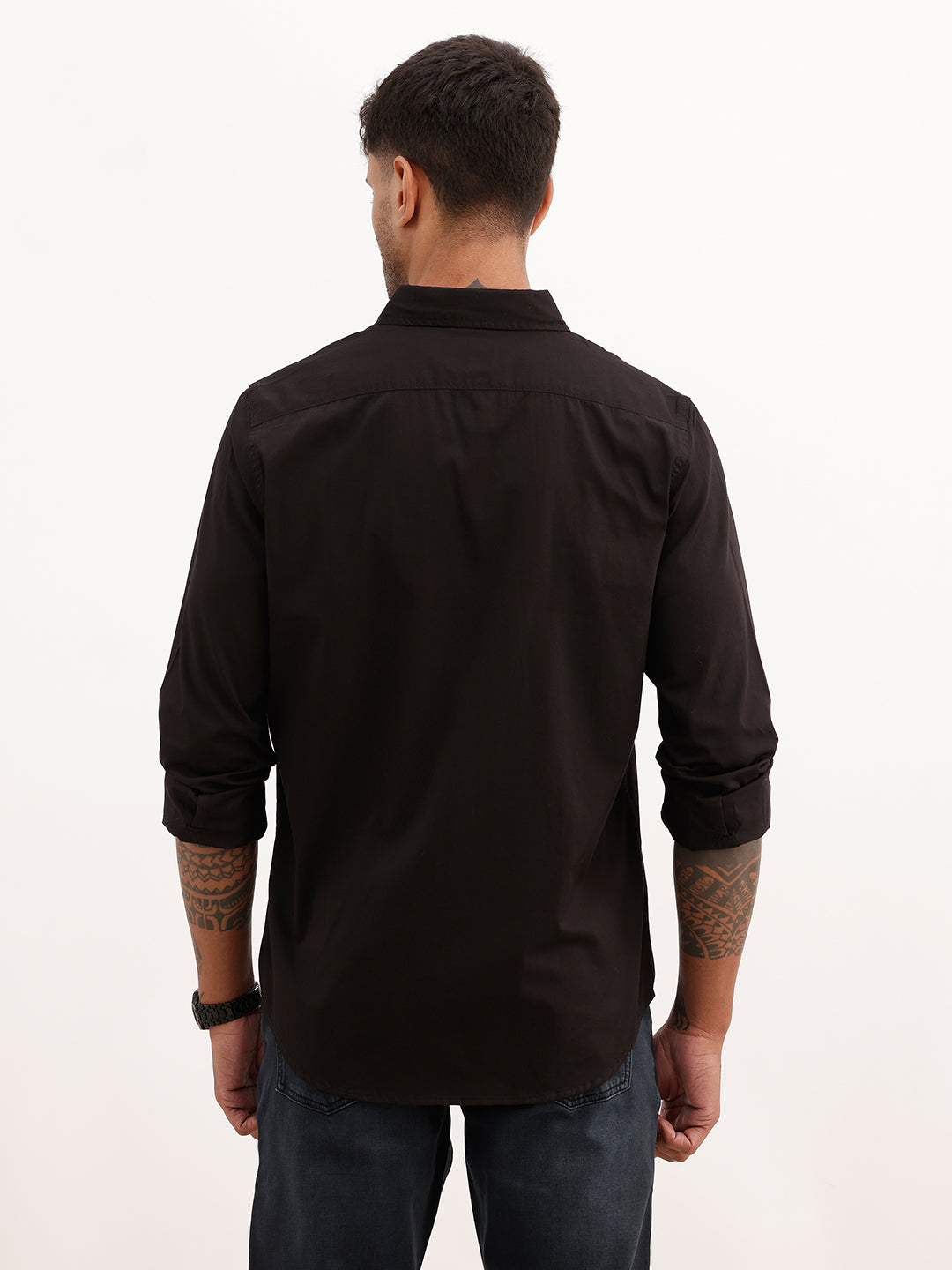 Regular Fit Solid Full Sleeve Shirt | Black | WVSH2567F