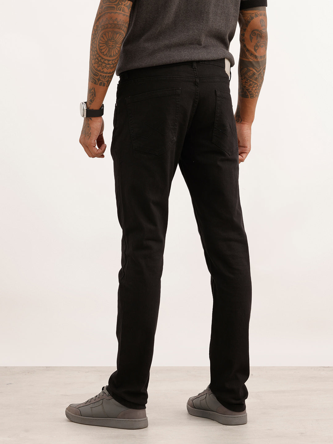 Slim Fit Solid Denim Jeans | Black