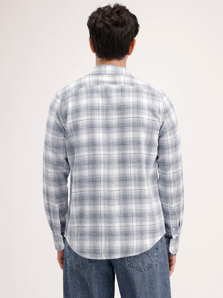 Slim Fit Checkered Shirt | Blue