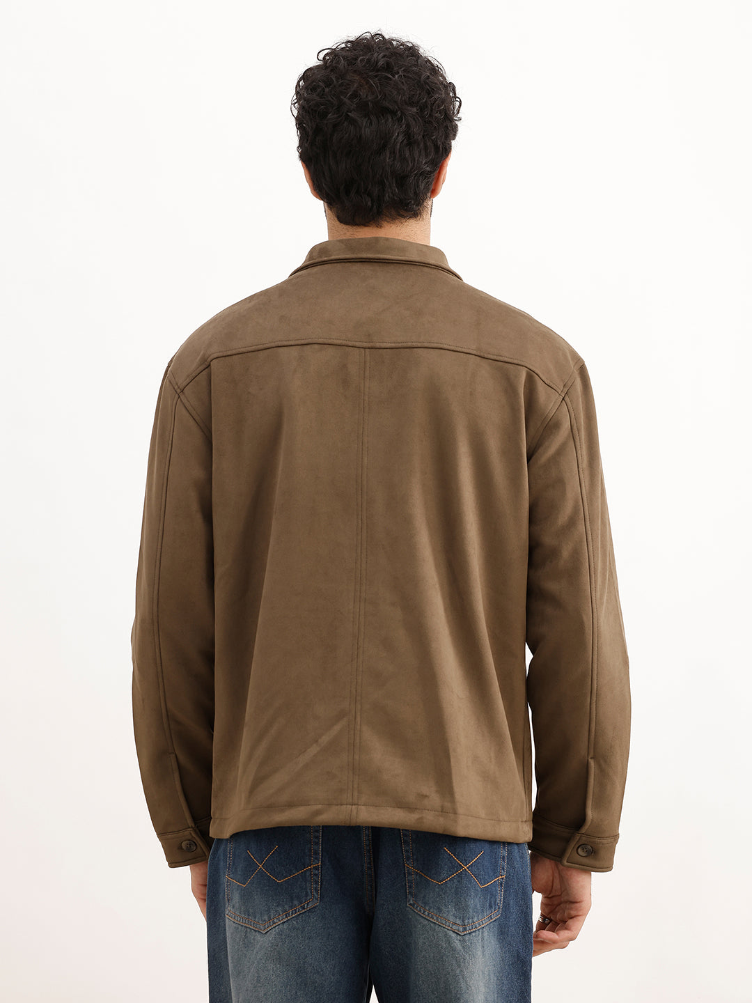 Solid Comfort Fit Double Pocket Jacket | Olive