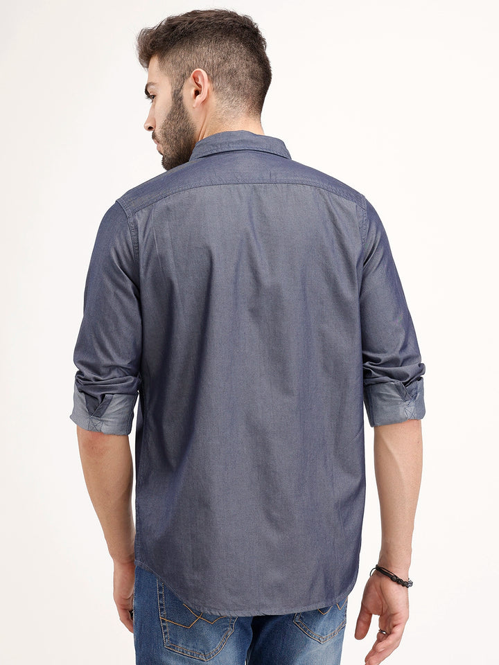 Regular Fit Solid Shirt | Navy Blue