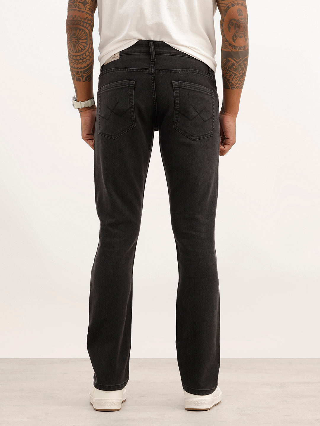 Washed Straight Fit Denim Jeans | Dark Grey