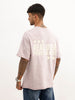 Oversized Raw Edge Back Printed T-Shirt | Pink