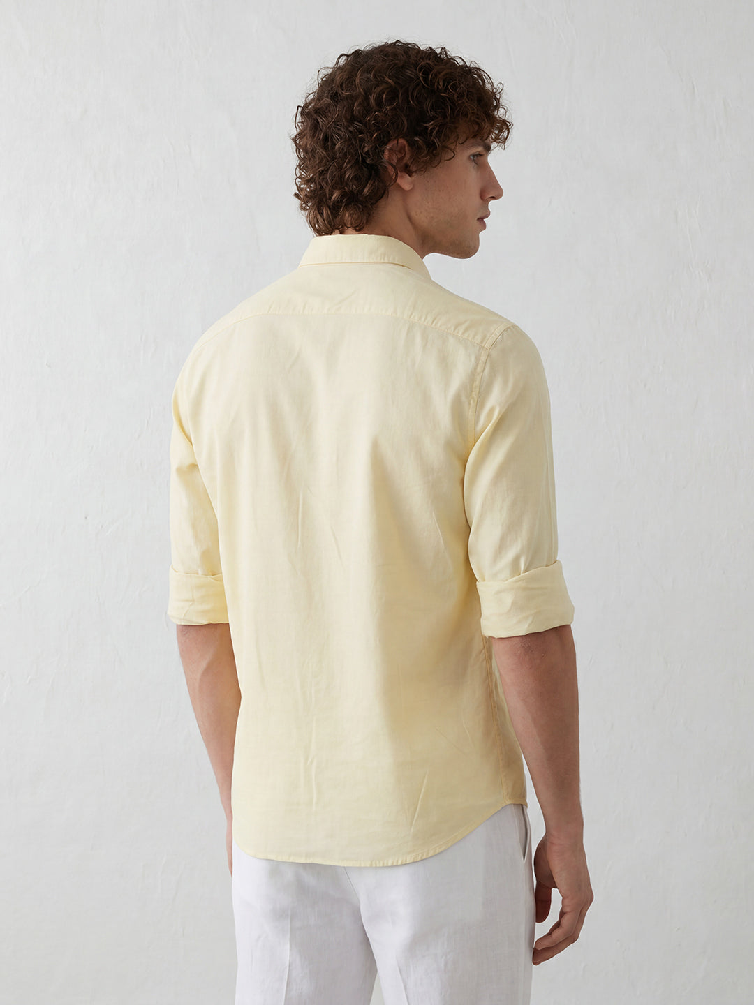 Solid Slim Fit Full Sleeve Shirt | Yellow