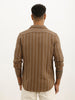 Classic Slim Fit Textured Stripe Shirt | Brown