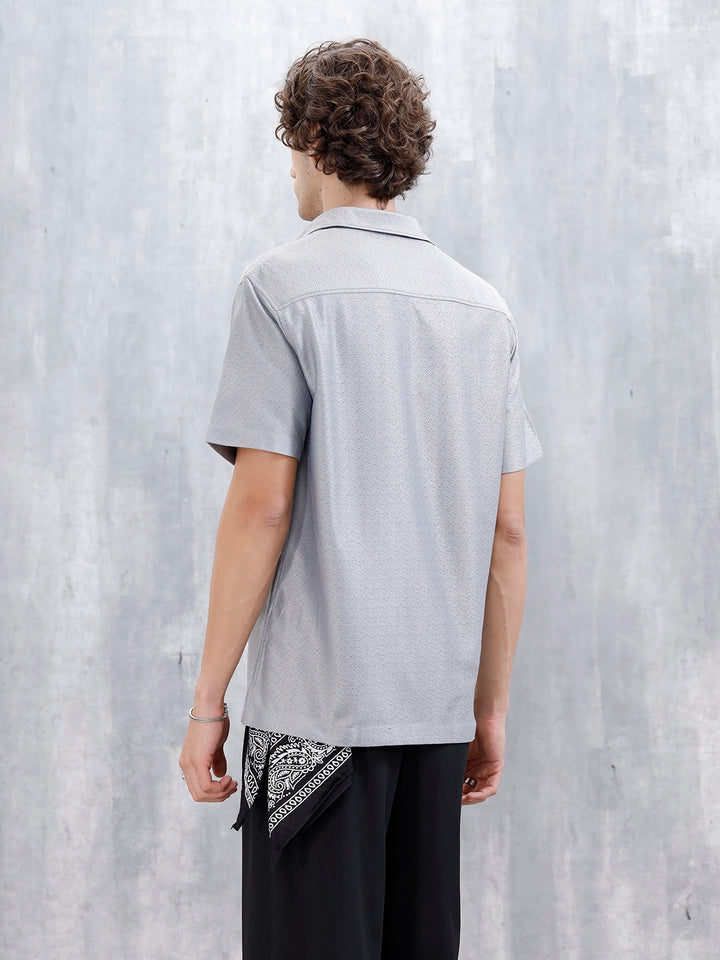 Men's Casual Short Sleeves Textured Shirt | Grey