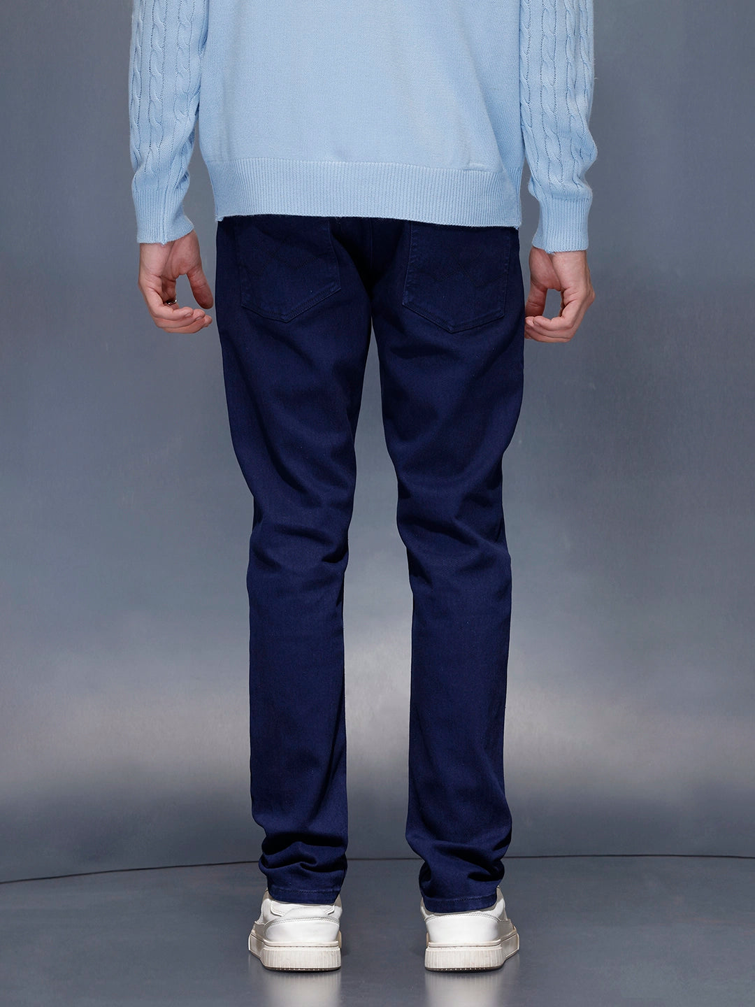 Men’s solidslim-fit casual chinos | Blue