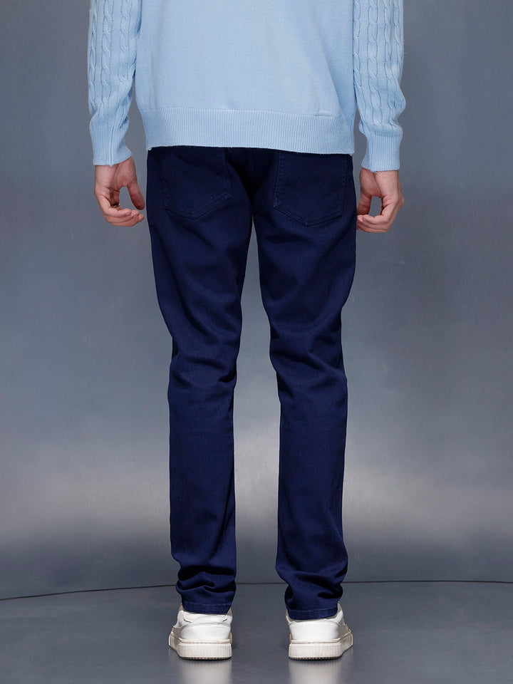 Men’s solidslim-fit casual chinos | Blue