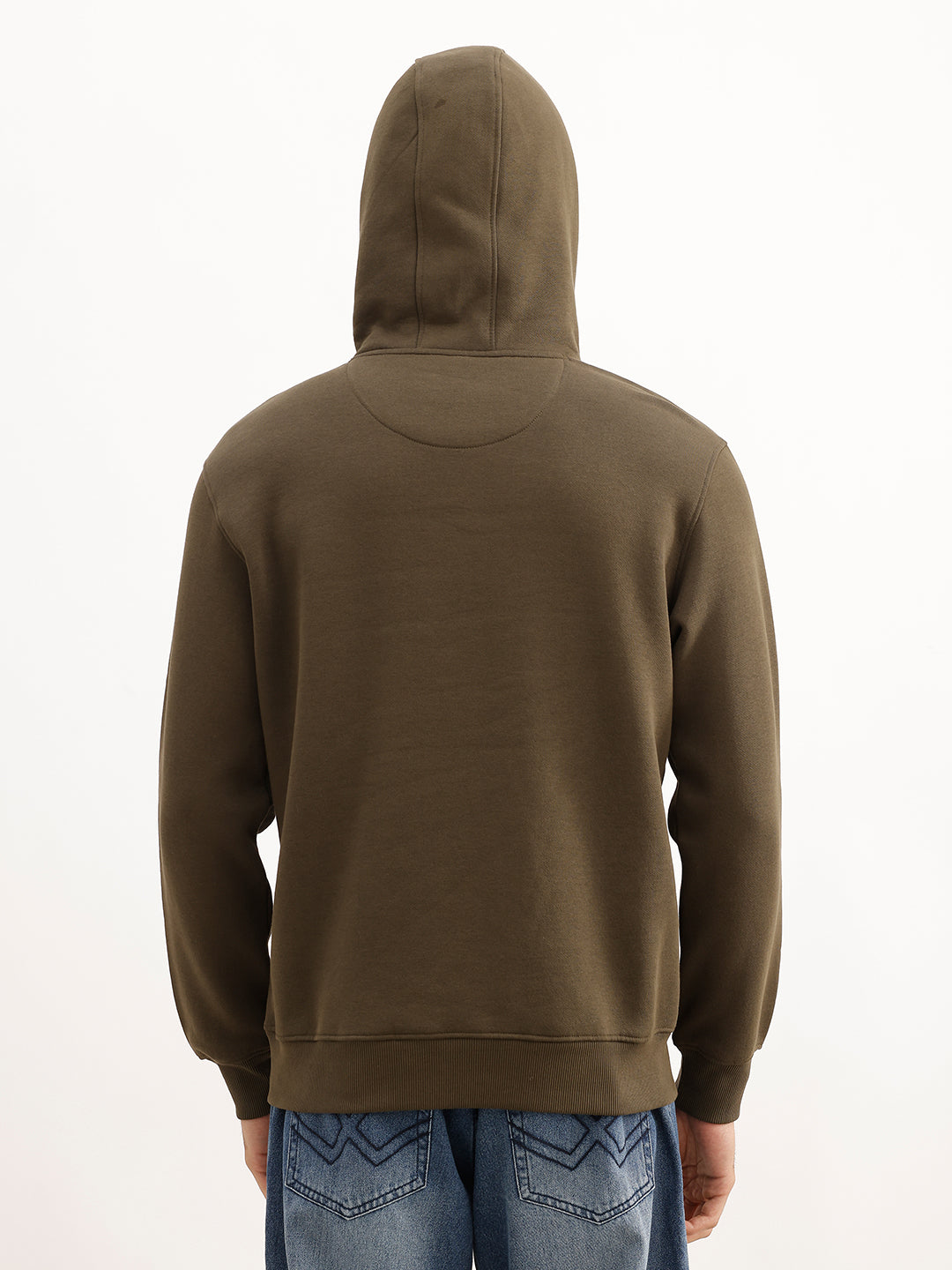 Classic Placement Printed Hooded Sweatshirt | Olive