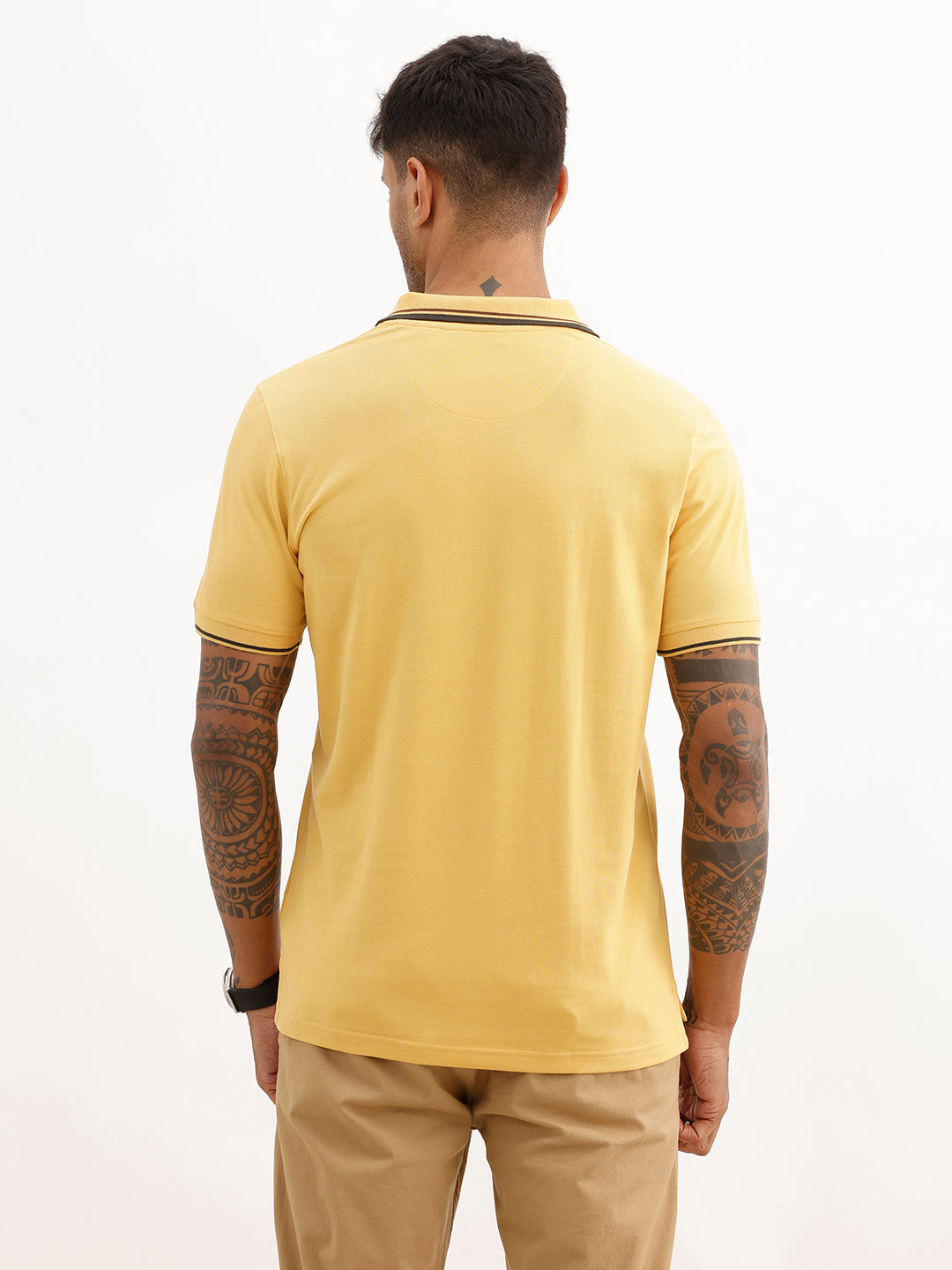 Placement Printed Polo T-Shirt | Yellow | WWTS240F