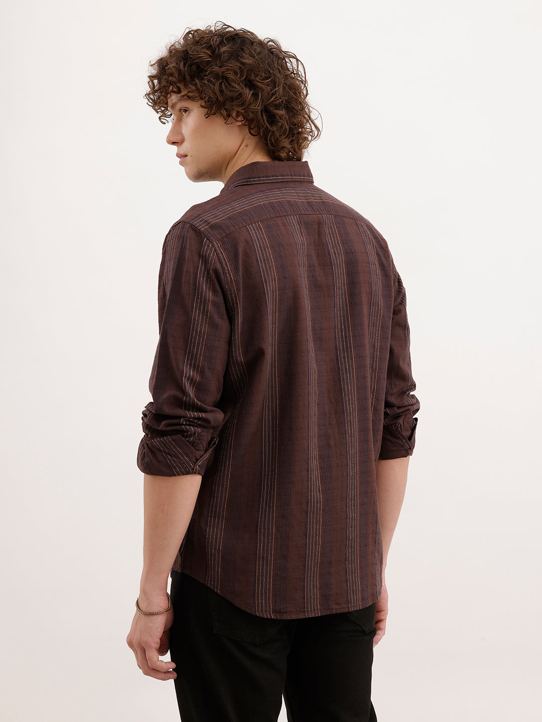 Slim Fit Striped Shirt  | Brown
