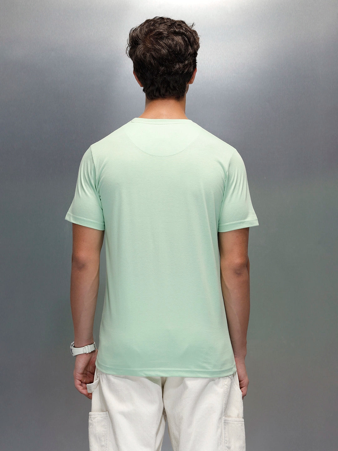 Wrogn Casual Regular Fit Graphic T-shirt | Light Green
