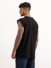 Oversized Fit Cut Off Sleeves T-Shirt | Black